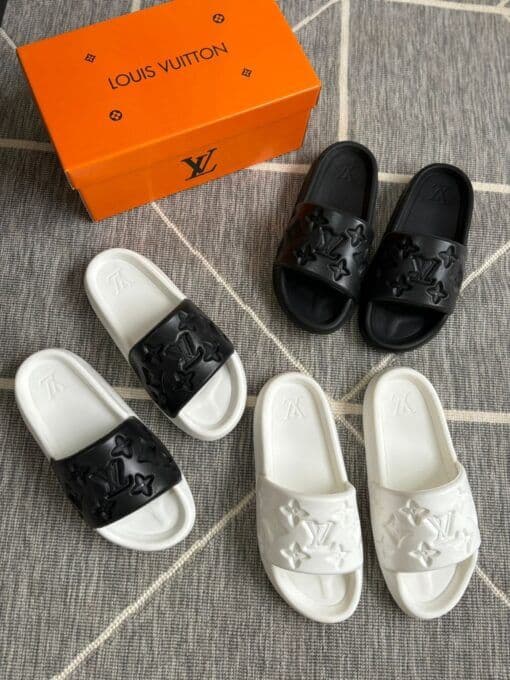 Chinelo Slide Louis Vuitton Premium - Preto - Branco Preto/branco — foto principal