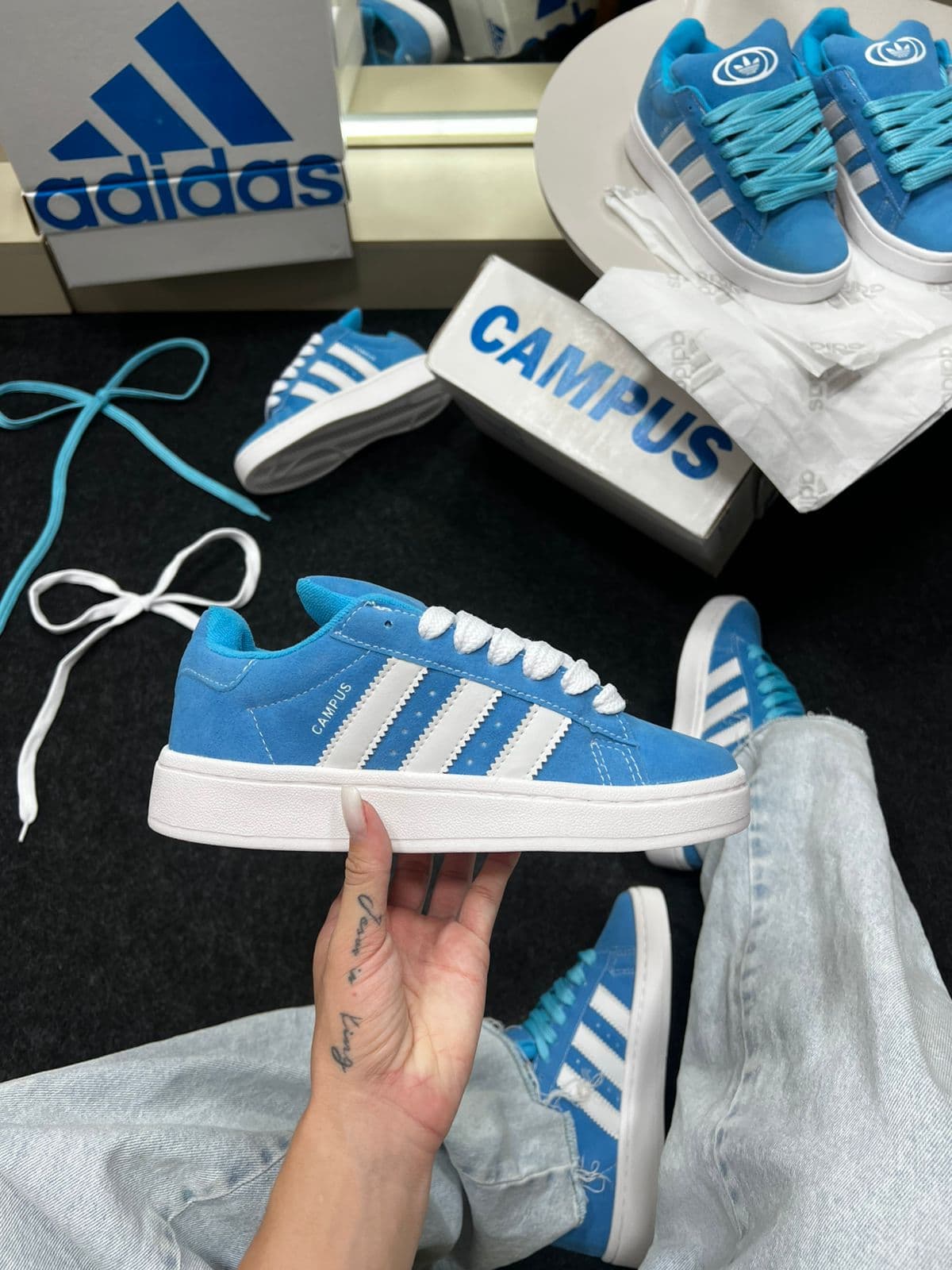 Adidas Campus Sintético Camurça Azul Bebe — foto principal
