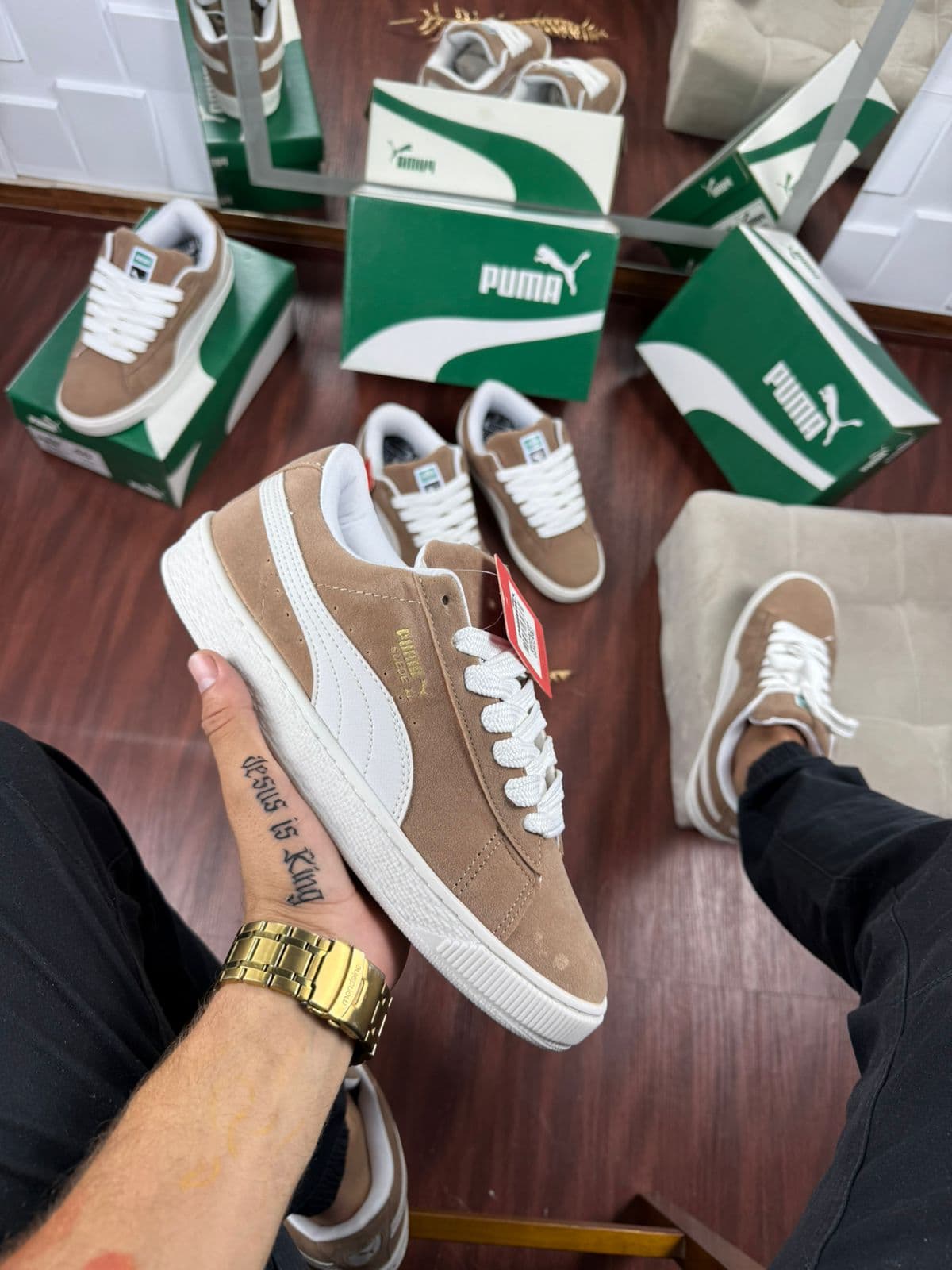 Puma Suede Xl Premium Bege/Branco — foto principal