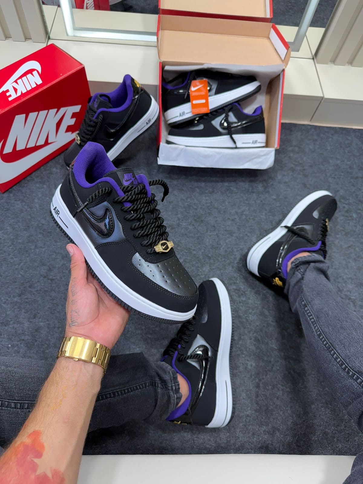 Air Force 1 Champs Preto e Roxo — foto principal