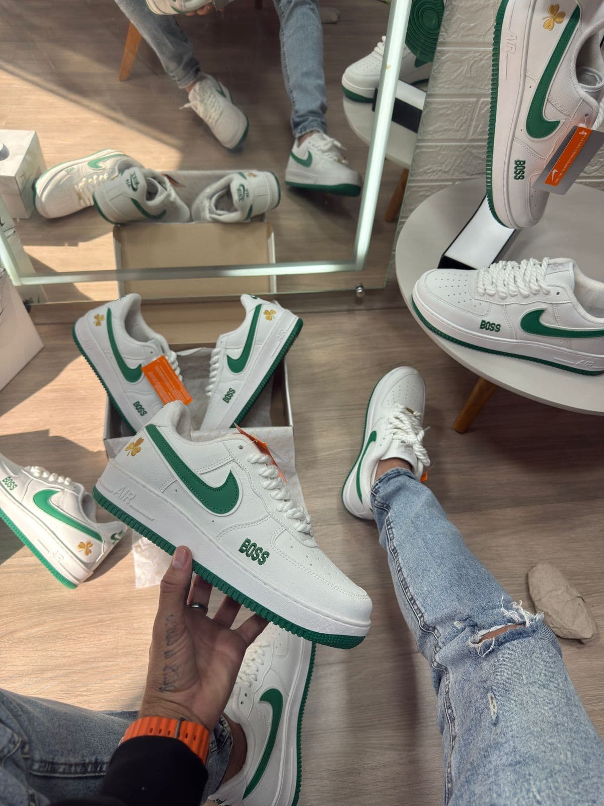 Air Force Boss Branco Verde Premium — foto principal